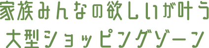 家族みんなの欲しいが叶う大型ショッピングゾーン