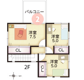 プラン1間取り2階