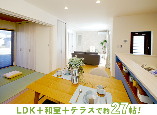 LDK+和室+テラスで約27帖!