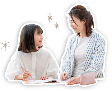 勉強する親子