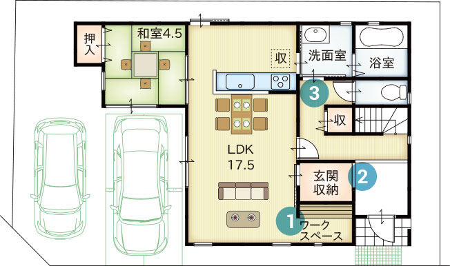参考プラン1号地間取り1階