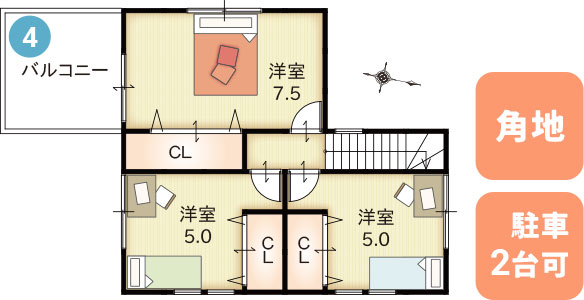 参考プラン1号地間取り2階