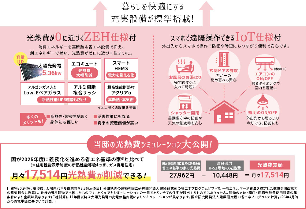 暮らし快適な設備が標準搭載!