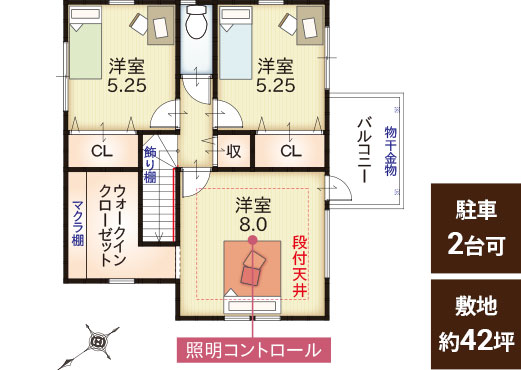 モデル1号地間取り2階