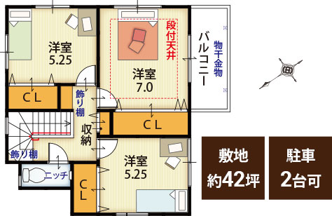 モデル3号地間取り2階