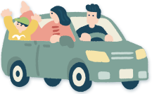 車に乗る家族