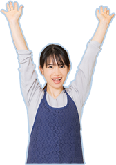 バンザイ女性