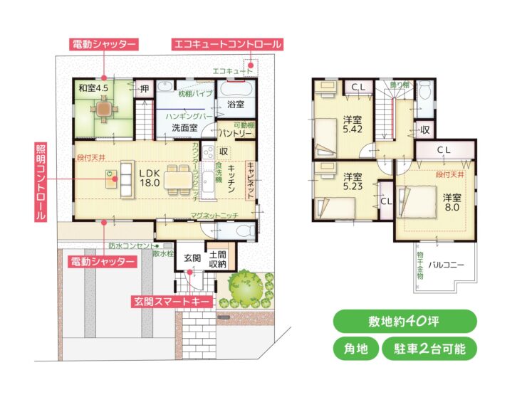 広々洗面室とキッチンをつなげた間取り