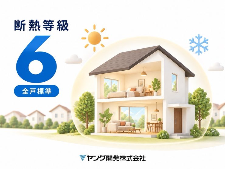 断熱等級6を全戸標準とするヤング開発の住まい。夏と冬の快適な室内をイメージしたイラスト