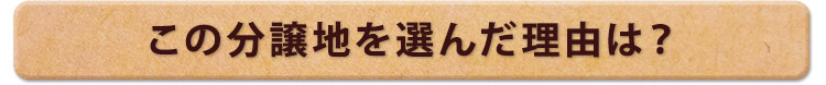 この分譲地を選んだ理由は？