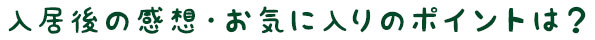 入居後の感想・お気に入りポイントは？