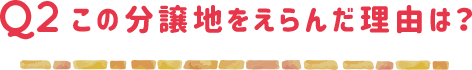 この分譲地を選んだ理由は？