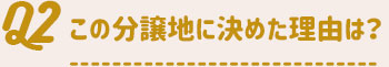 この分譲地に決めた理由は？