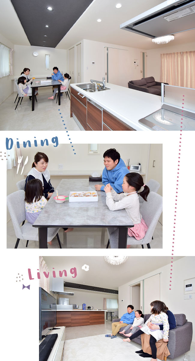 L字型のリビング＆ダイニング＆キッチン
