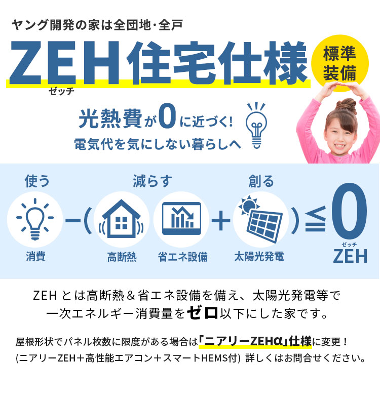 ZEH住宅が全戸無料標準